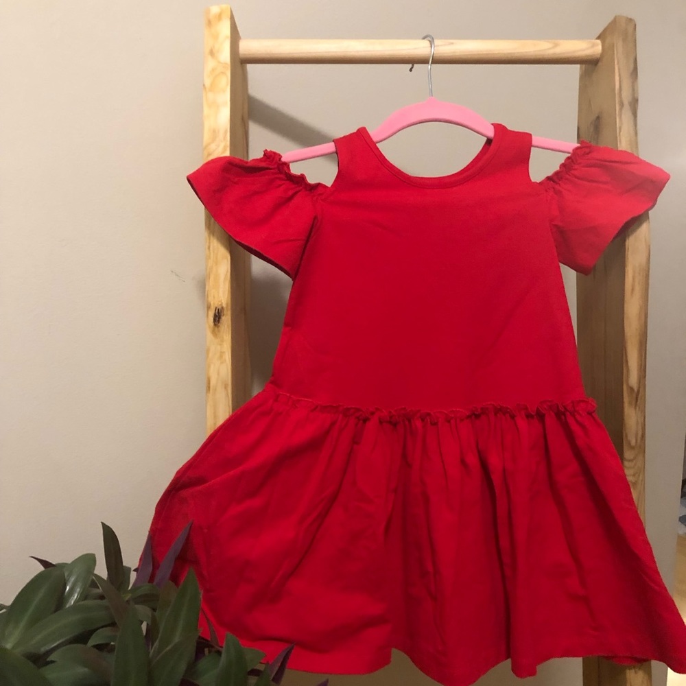 Red cold shoulder dress